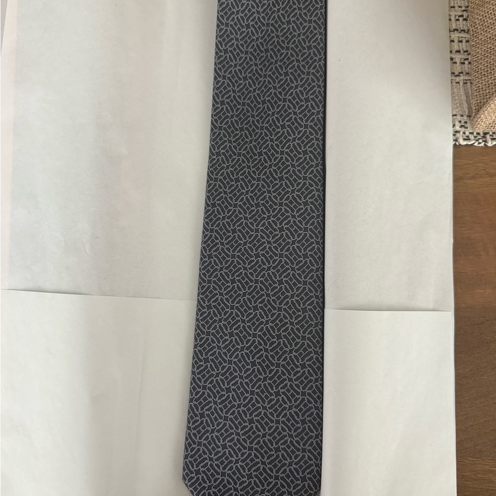 Hermes Lighter Black Geometric Men's Tie